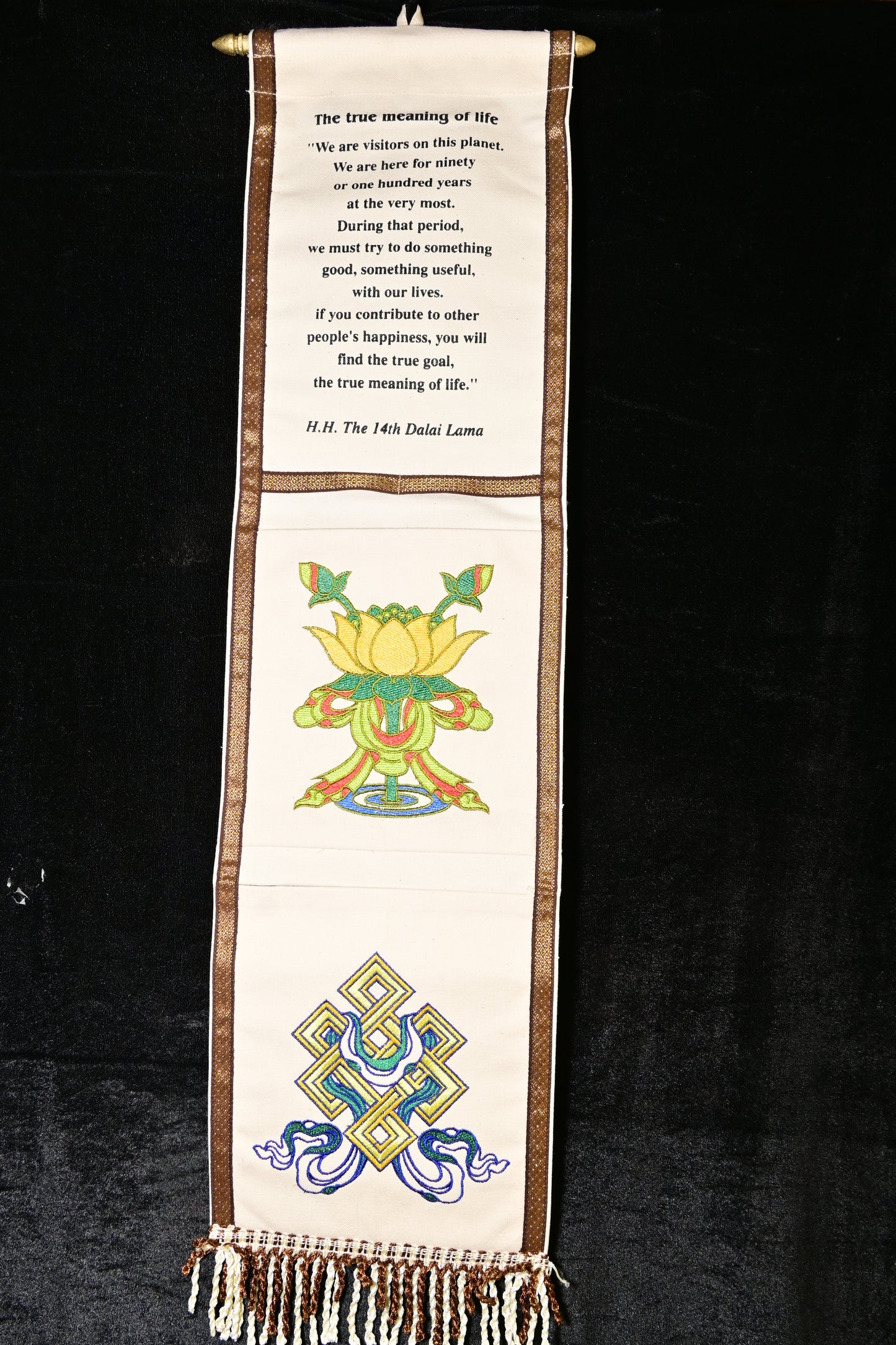 White Dalai Lama Quote Tibetan Wall Hanging