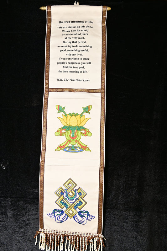 White Dalai Lama Quote Tibetan Wall Hanging