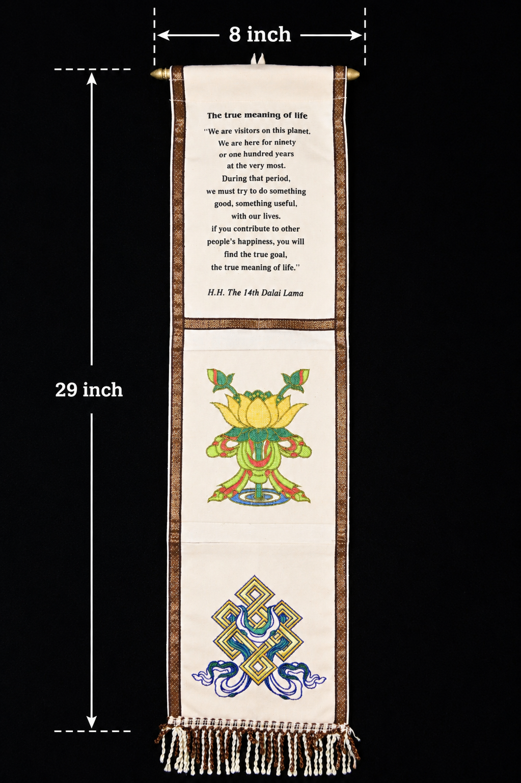 White Dalai Lama Quote Tibetan Wall Hanging